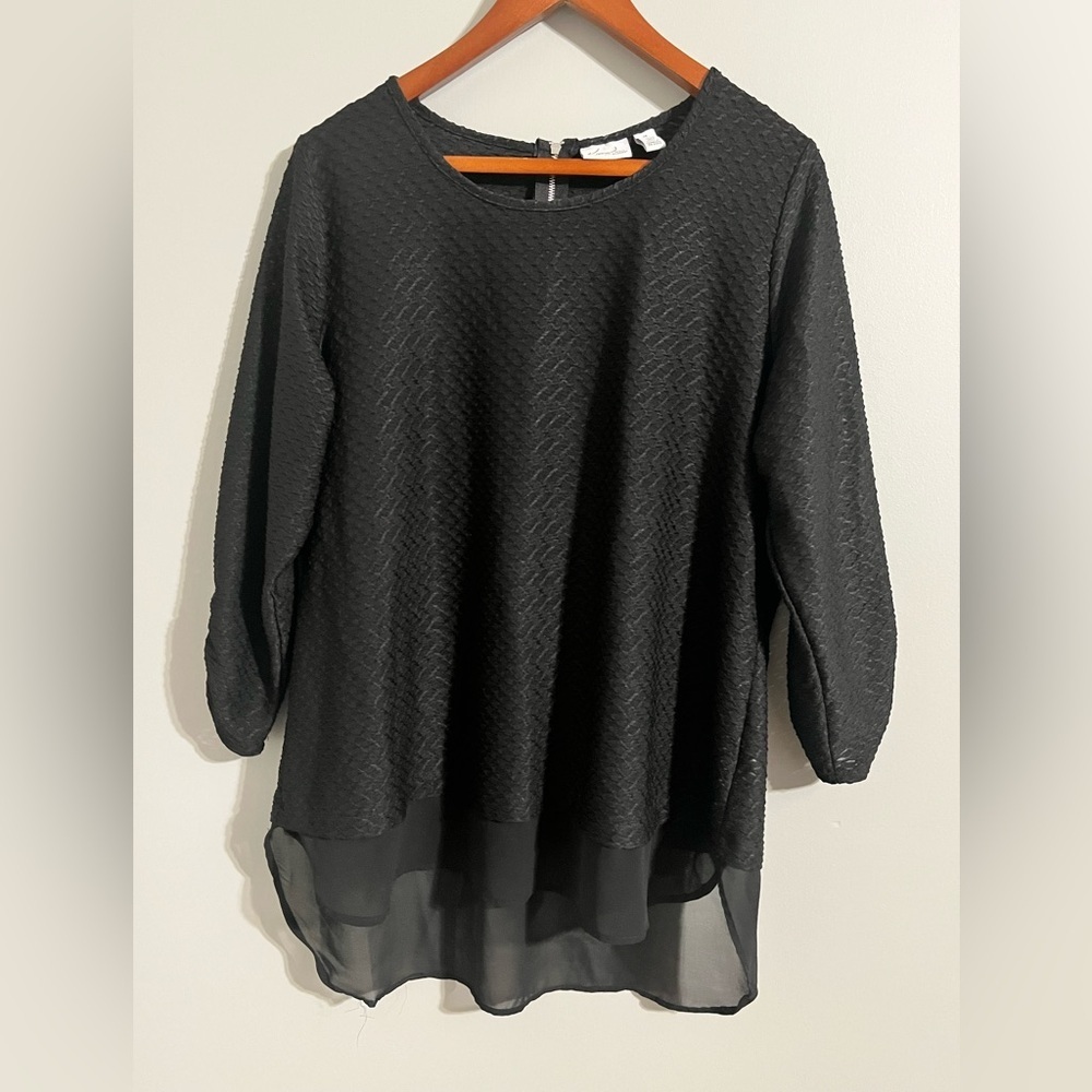 Kim Rogers Black Textured Women's Top